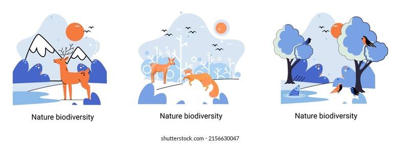 Biodiversity in nature as environment variety of life on Earth planet. Saving wildlife ecosystem metaphor. Protection and care of flora and fauna, eco friendly human activity, many biological species