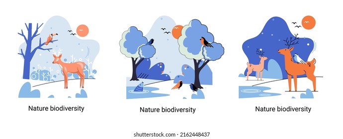 Biodiversity in nature as environment variety of life on Earth planet. Saving wildlife ecosystem metaphor. Protection and care of flora and fauna, eco friendly human activity, many biological species