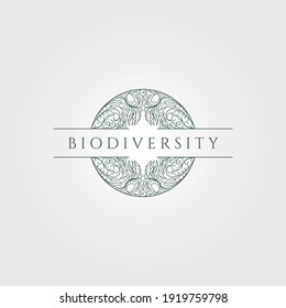 biodiversity nature line icon logo vector minimal illustration design