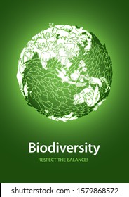 Biodiversity poster from asian and oceania continents point of view.
Easy to edit vector illustration. Simple gradients, no transparency effects. A1 format, with CMYK colors ready to print.