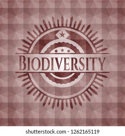 Biodiversity red seamless geometric pattern emblem. Seamless.