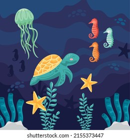 biodiversity sealife underwater scene poster