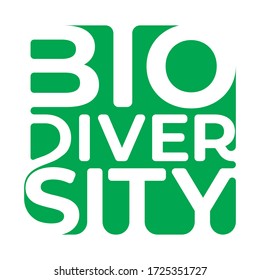 BIODIVERSITY typography design with green color for environment day event 