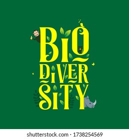 BIODIVERSITY typography design with green color for environment day event . june 5th