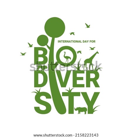 Biodiversity vector typography, with silhouettes of wild animals, as a banner or poster, International Day for Biodiversity. Сток-фото © 