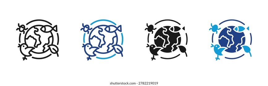 Biodiversity Web icon with multiple style collection