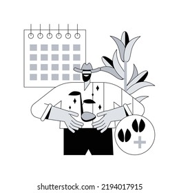 Biodynamic farming abstract concept vector illustration. Organic agriculture, soil fertility, plant growth, livestock care, sowing and planting calendar, seed production abstract metaphor.