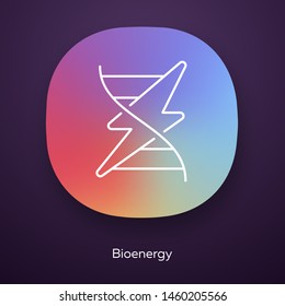 Bioenergy app icon. Biofuel. Organic matter for producing renewable energy. Converting biomass into electricity. UI/UX user interface. Web or mobile application. Vector isolated illustration
