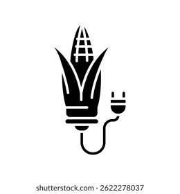 Bioenergy black flat icon. Vector isolated element. 