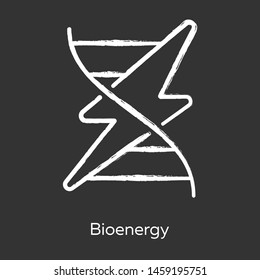 Bioenergy chalk icon. Biofuel. Organic matter for producing renewable energy. Body signaling using electrical impulses. Converting biomass into electricity. Isolated vector chalkboard illustration