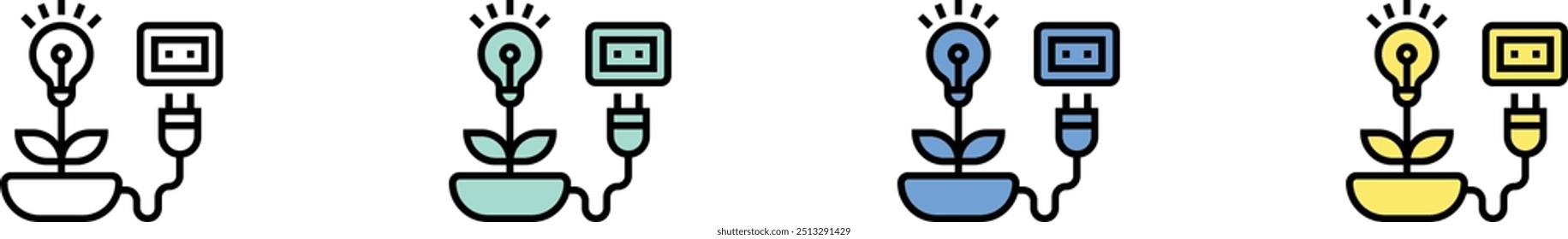 bioenergy icon. Outline, Green, Blue and Yellow Style Design Isolated On White Background