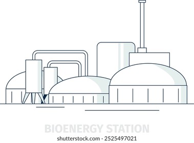 Bioenergy station. Ecological environment technology line icon