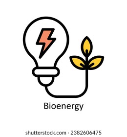 Vector de bioenergía Dibujo de diseño de contorno relleno. Símbolo del archivo EPS 10 de fondo blanco 