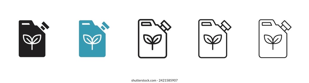 Conjunto de iconos del vector de bioenergía. Símbolo vector de fuente de combustible renovable para diseño de interfaz de usuario.