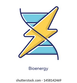 Bioenergy yellow color icon. Biofuel. Organic matter for producing renewable energy. Body signaling using electrical impulses. Converting biomass into electricity. Isolated vector illustration