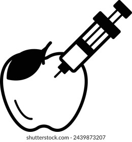 Bioengineered Fruitsvector outline design, Biochemistry symbol, Biological processes Sign, bioscience and engineering stock illustration, genetically modified organism Concept