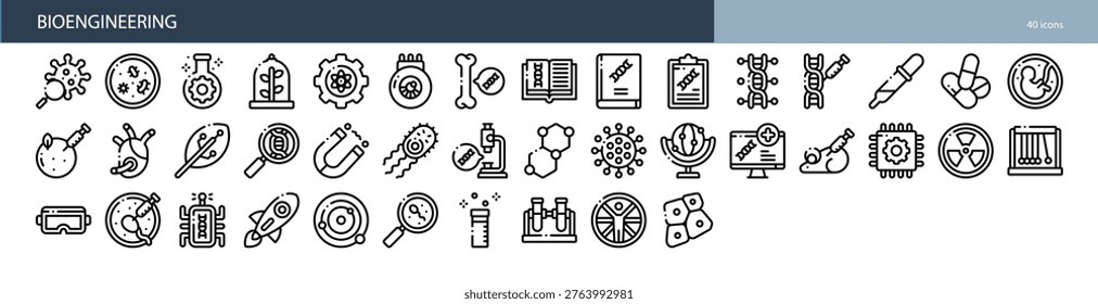Bioengineering Biological Engineering Biomedical Synthetic Biology Genetic Engineering Icons Collection