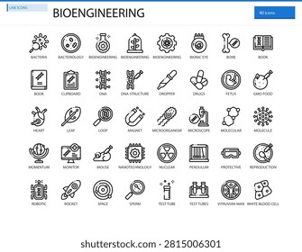 Bioengineering Biotechnology Science Research Innovation Icon Set