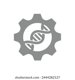 Bioingeniería con adn y Vector de engranajes. Biotecnología, icono del genoma humano. 
