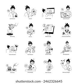 Bioengineering Hand Drawn Mini Illustrations 
