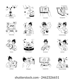 Bioengineering handgezeichnete Mini-Illustrationen 
