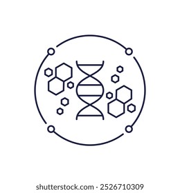 bioengineering icon, biotechnology concept, line vector