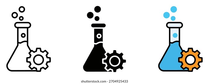 Bioengineering icon vector. innovation, research, and development, laboratory test, chemical reaction, and mechanical engineering processes symbol. vector illustration.