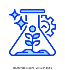 Icono de línea de bioingeniería, símbolo de esquema para modificación genética, investigación vegetal, cultivo de laboratorio, crecimiento de biotecnología e innovación científica. Icono de signo de Vector.