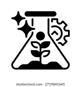 Ícone Linha de Bioengenharia, Símbolo de Estrutura para Modificação Genética, Pesquisa de Plantas, Cultivo em Laboratório, Crescimento de Biotecnologia e Inovação Científica. Ícone de sinal vetorial.
