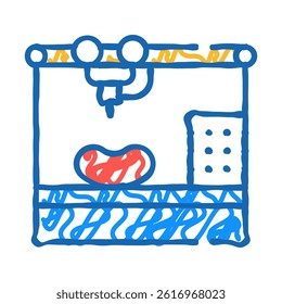 bioengineering printing organs on printer doodle icon sketch vector. bioengineering printing organs on printer sign. isolated symbol illustration