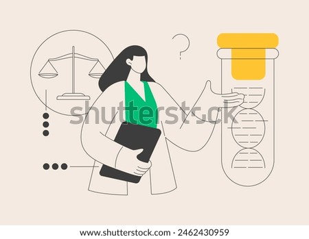 Bioethics abstract concept vector illustration. Medical ethics, biological research, dna, genetic biotechnology, biotech researcher, criminal doctor scientist, lab experiment abstract metaphor.