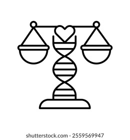 Bioethics black line icon. Vector isolated element. Editable stroke.