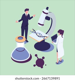 Bioethics flat style isometric illustration vector design