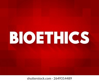 Bioética é o estudo de questões éticas, sociais e legais que surgem na biomedicina e pesquisa biomédica, fundo de conceito de texto