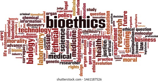 Bioethics word cloud concept. Collage made of words about bioethics. Vector illustration 