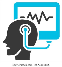 Biofeedback Glyph Blue Grey Single Icon Illustration
