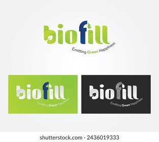 Biofill Logo Illustration Vector, Green Fuel Concept, Green Energy With Happiness, Green Industrial Fuel