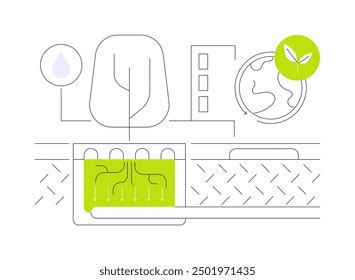 Biofiltration abstract concept vector illustration. Usage of hydro biofilters, ecology environment, water purification management, microbiotic oxidation, planet saving abstract metaphor.