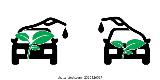 Biofuel or biodiesel day. Car filling pomp station, Biofuel is fuel made from biomass. Bio fuels are available in solid, liquid or gaseous form. Vector refill symbol or pictogram. Cars fill location. 