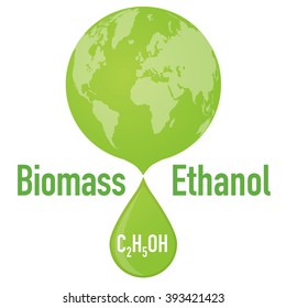 Biofuel: biomass ethanol and earth, vector illustration