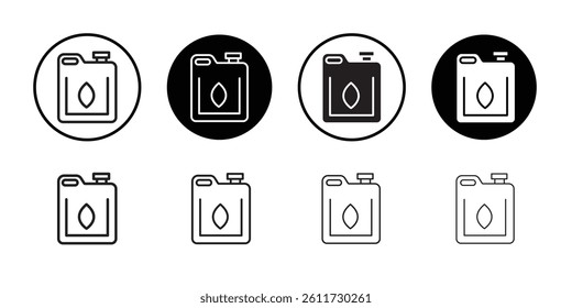 Biofuel canister icon Flat simple outline set