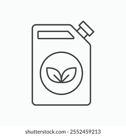 Icono de bote de biocombustible en estilo de línea delgada negra.