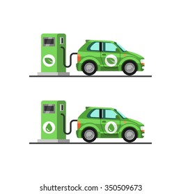 Biofuel. Eco fuel petrol station. Green energy. Save the earth, ecology, alternative energy. Vector illustration.
