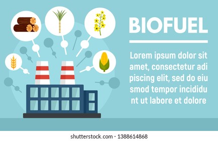 Biofuel factory concept banner. Flat illustration of biofuel factory vector concept banner for web design