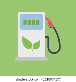 Biofuel Gas Station Vector Icon - Alternative Environmental Friendly Fuel. Isolated on White Background. Trendy Flat Style.