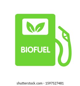 Biofuel Gas Station. Vector Icon - Alternative Environmental Friendly Fuel. Isolated on White Background.