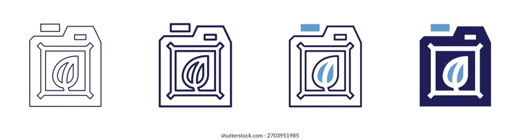 Icono de biocombustible en 4 estilos diferentes. Línea delgada, línea, línea en negrita, duotono. Estilo duotono. Trazo editable.