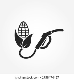 icono del biocombustible. repostar con cañón y maíz. industria ecológica, medio ambiente y símbolo de energía alternativa. imagen vectorial aislada
