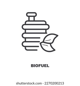 icono del biocombustible. Biocombustible de línea delgada, ícono ambiental de la recolección de ecología. Vector de contorno aislado en fondo blanco. El símbolo de biocombustible editable puede ser utilizado web y móvil