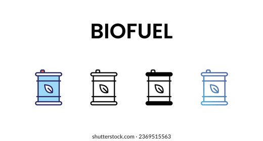 Biofuel icons, color, line, glyph, gradient, Blue icon, Green energy icon in five variations stock illustration.